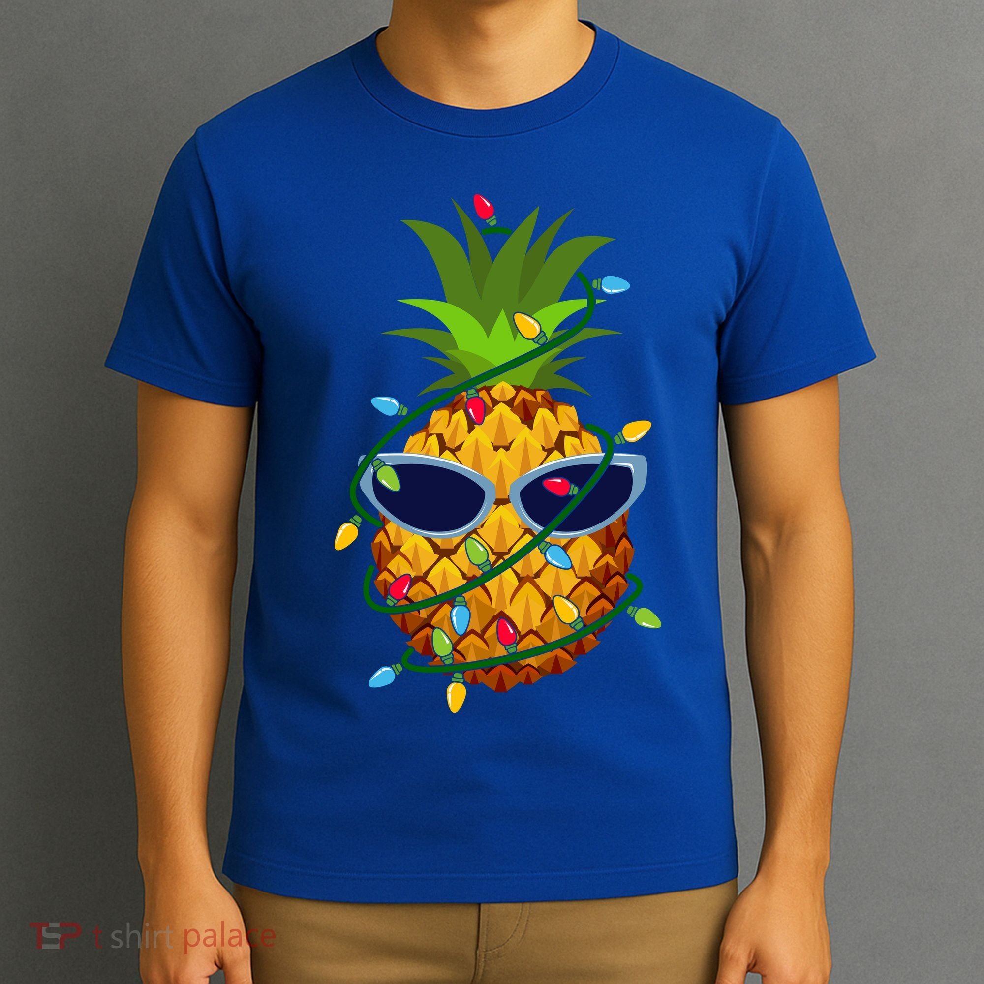 Pineapple Christmas Tree Lights Xmas Boys Sunglasses T-Shirt
