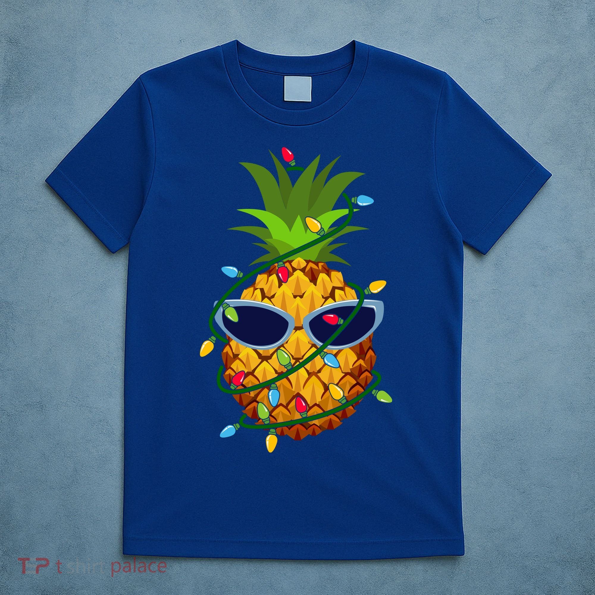 Pineapple Christmas Tree Lights Xmas Boys Sunglasses T-Shirt