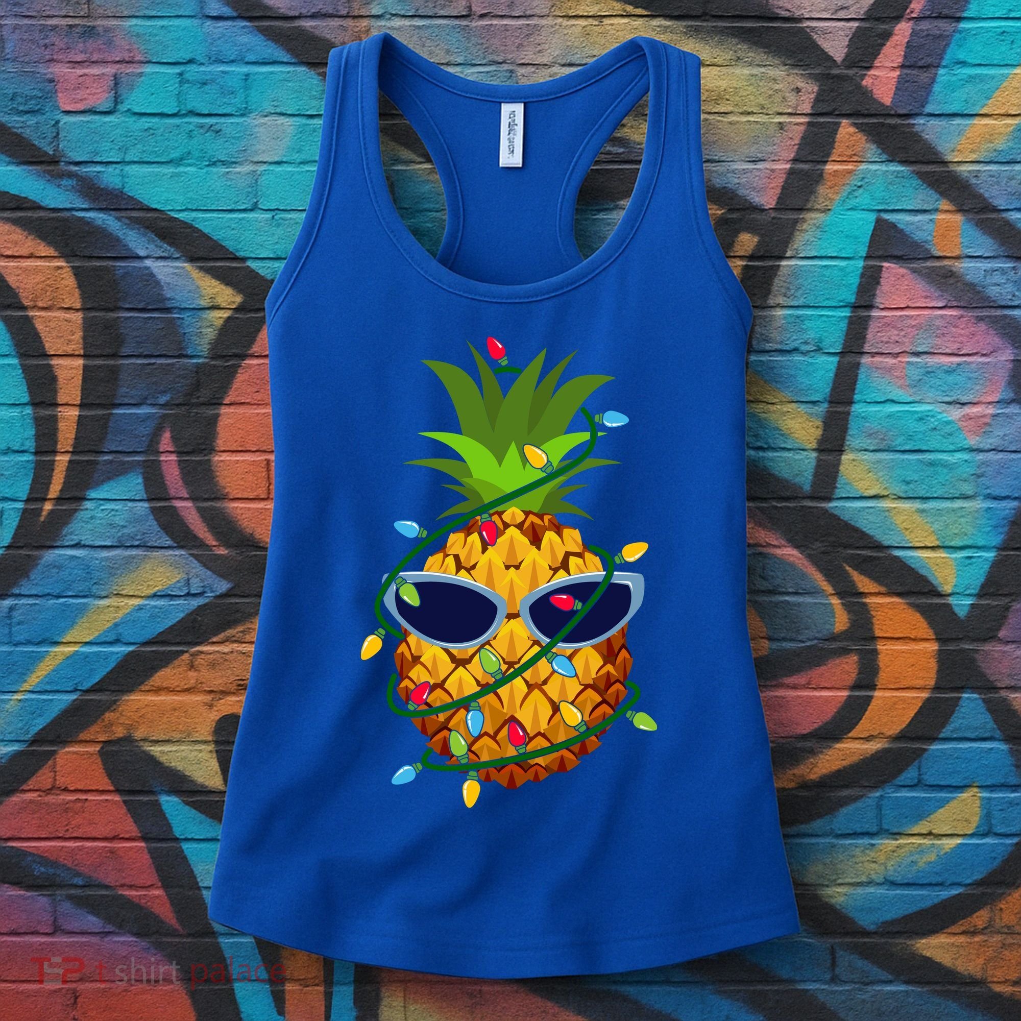 Pineapple Christmas Tree Lights Xmas Boys Sunglasses Women's Tank Top