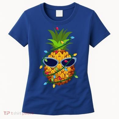 Pineapple Christmas Tree Lights Xmas Boys Sunglasses Women's T-Shirt