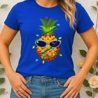 Pineapple Christmas Tree Lights Xmas Boys Sunglasses Women's T-Shirt thumb 2