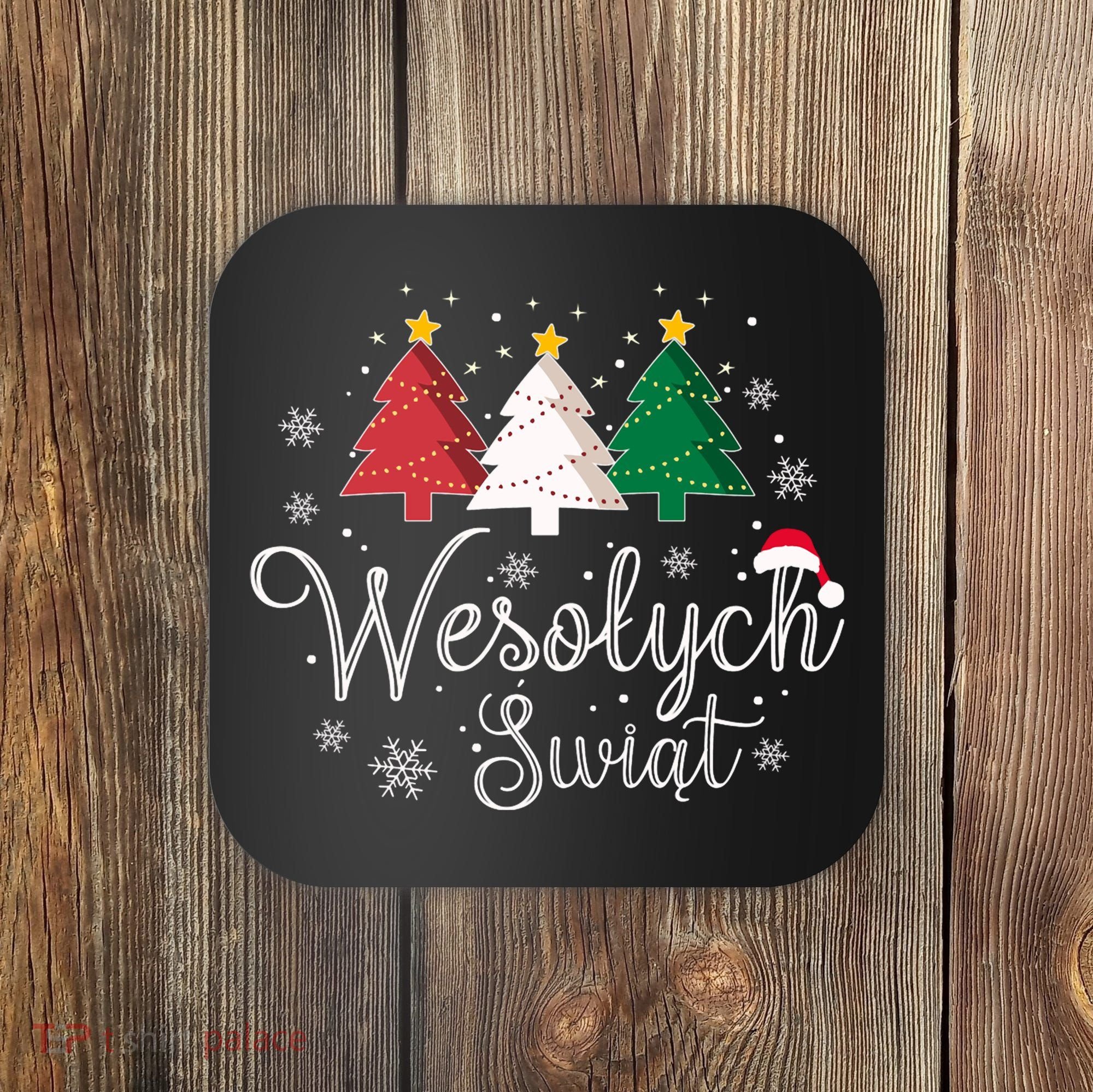 Poland Christmas Tree Polish Merry Xmas Wesolych Swiat Coaster