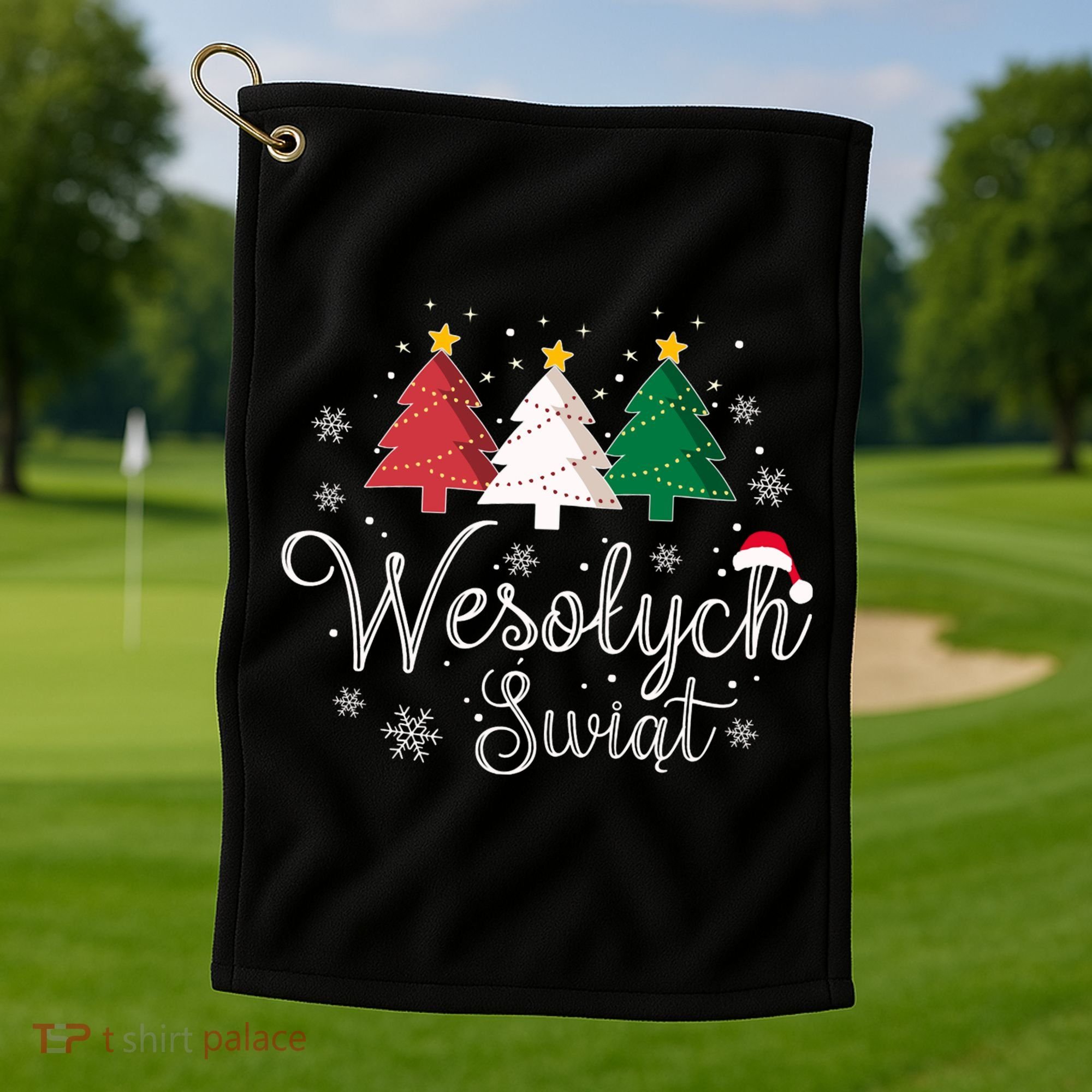 Poland Christmas Tree Polish Merry Xmas Wesolych Swiat Golf Towel