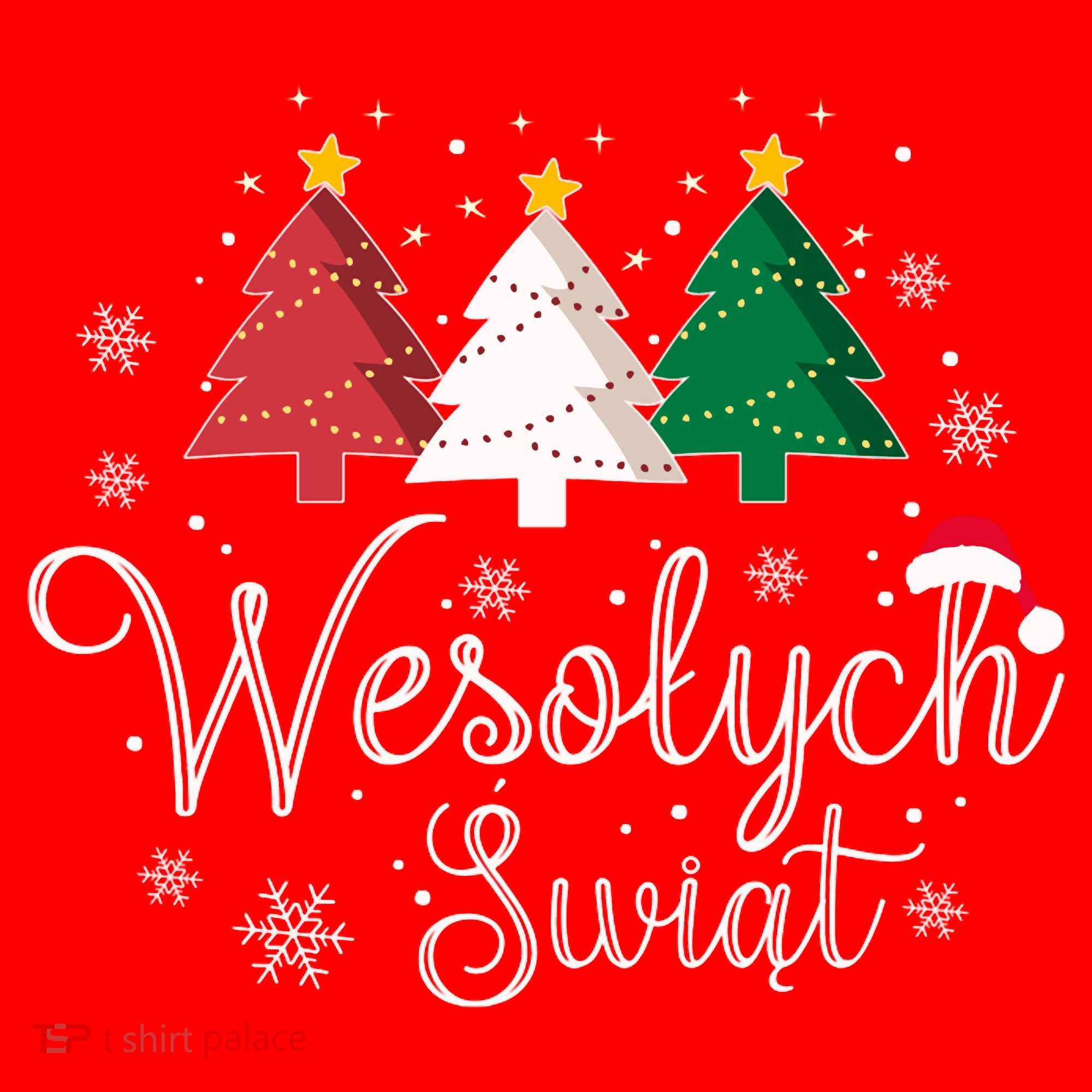Poland Christmas Tree Polish Merry Xmas Wesolych Swiat Santa Hat