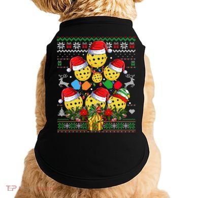 Pickleball Christmas Tree Ugly Sweater Santa Paddle Ball Gift Doggie Tank