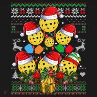 Pickleball Christmas Tree Ugly Sweater Santa Paddle Ball Gift Women's Hoodie thumb 2