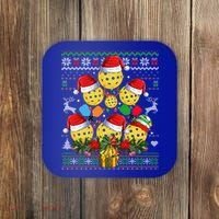 Pickleball Christmas Tree Ugly Sweater Santa Paddle Ball Gift Coaster thumb 0