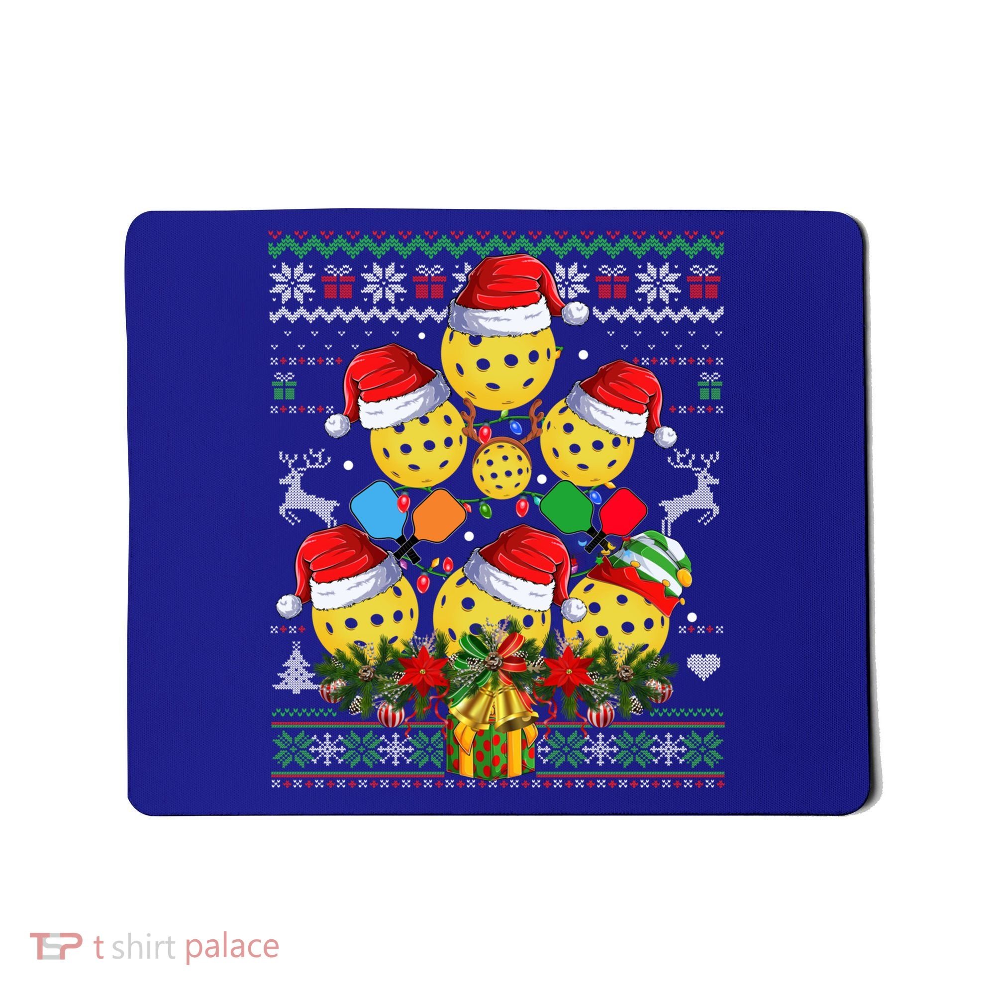Pickleball Christmas Tree Ugly Sweater Santa Paddle Ball Gift Mousepad