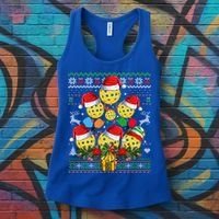 Pickleball Christmas Tree Ugly Sweater Santa Paddle Ball Gift Women's Tank Top thumb 3
