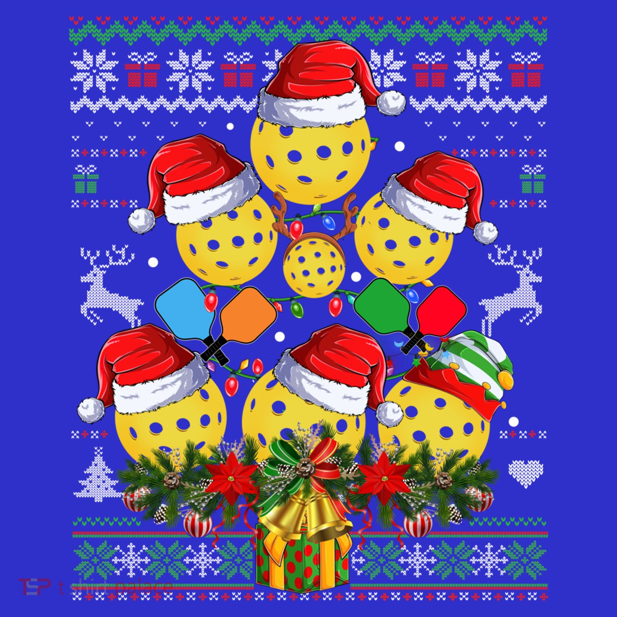 Pickleball Christmas Tree Ugly Sweater Santa Paddle Ball Gift Baby Bodysuit
