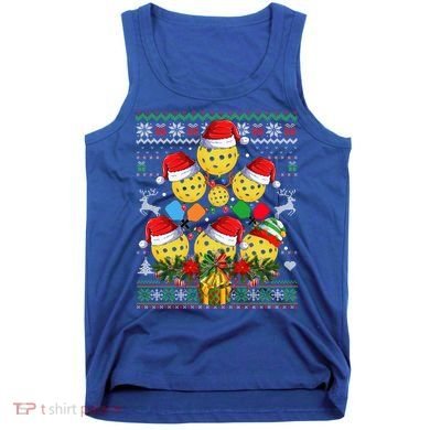 Pickleball Christmas Tree Ugly Sweater Santa Paddle Ball Gift Tank Top