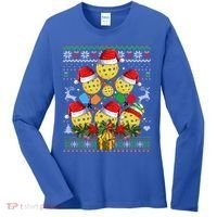 Pickleball Christmas Tree Ugly Sweater Santa Paddle Ball Gift Women's Long Sleeve Shirt thumb 0