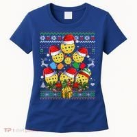 Pickleball Christmas Tree Ugly Sweater Santa Paddle Ball Gift Women's T-Shirt thumb 0