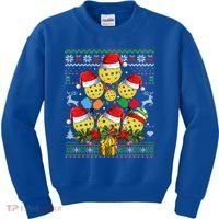 Pickleball Christmas Tree Ugly Sweater Santa Paddle Ball Gift Kids Sweatshirt thumb 0