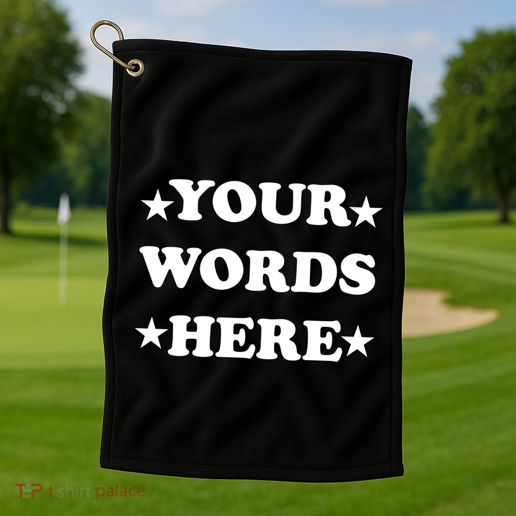 Personalized Custom Text Cute Retro Groovy Font Golf Towel