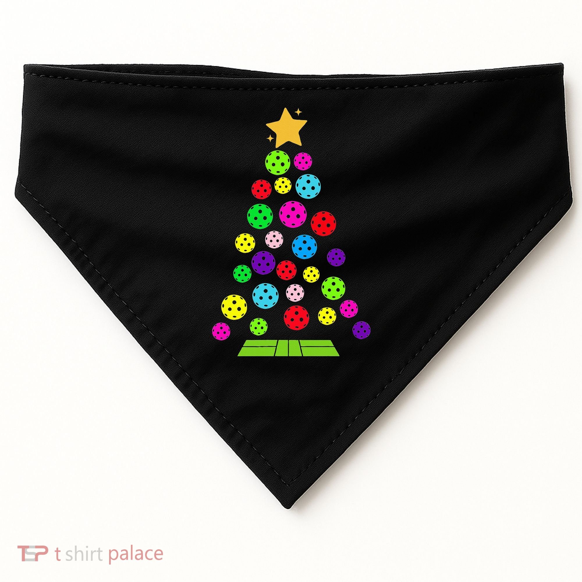 Pickleball Christmas Tree USA-Made Doggie Bandana