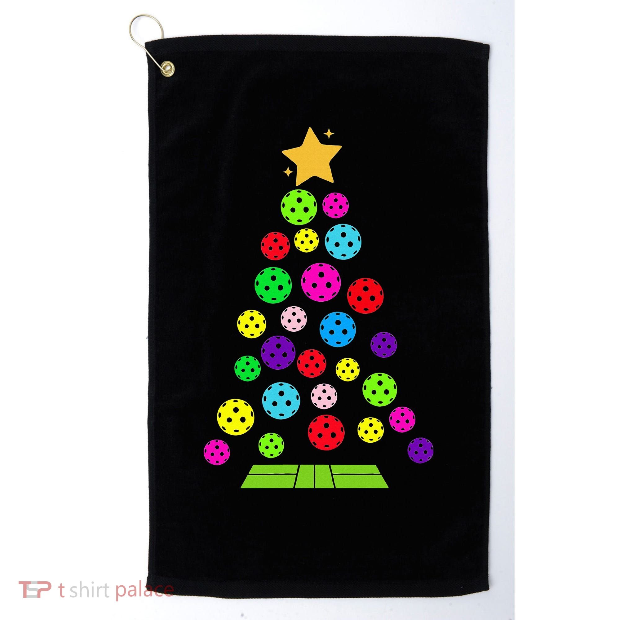 Pickleball Christmas Tree Golf Towel