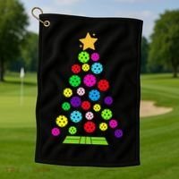 Pickleball Christmas Tree Golf Towel thumb 1