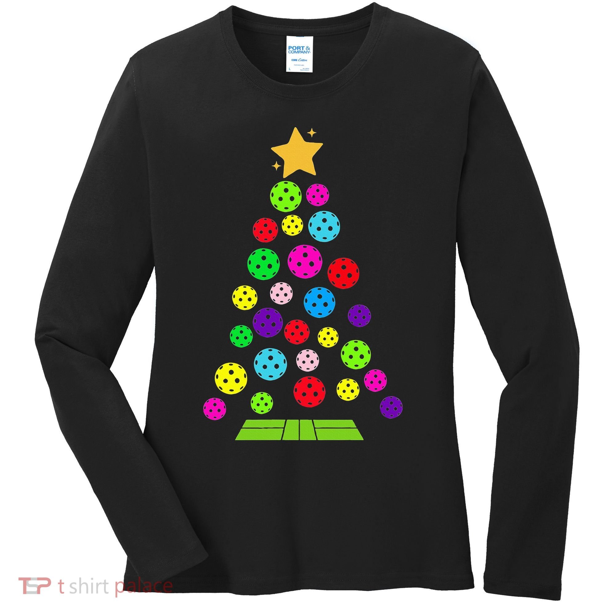 Pickleball Christmas Tree Women's Long Sleeve Shirt