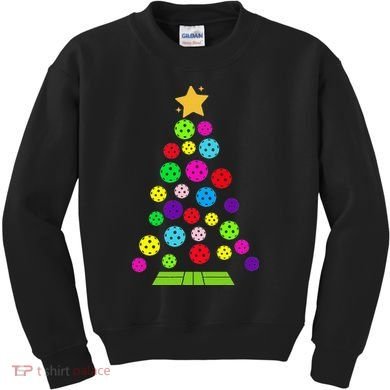 Pickleball Christmas Tree Kids Sweatshirt