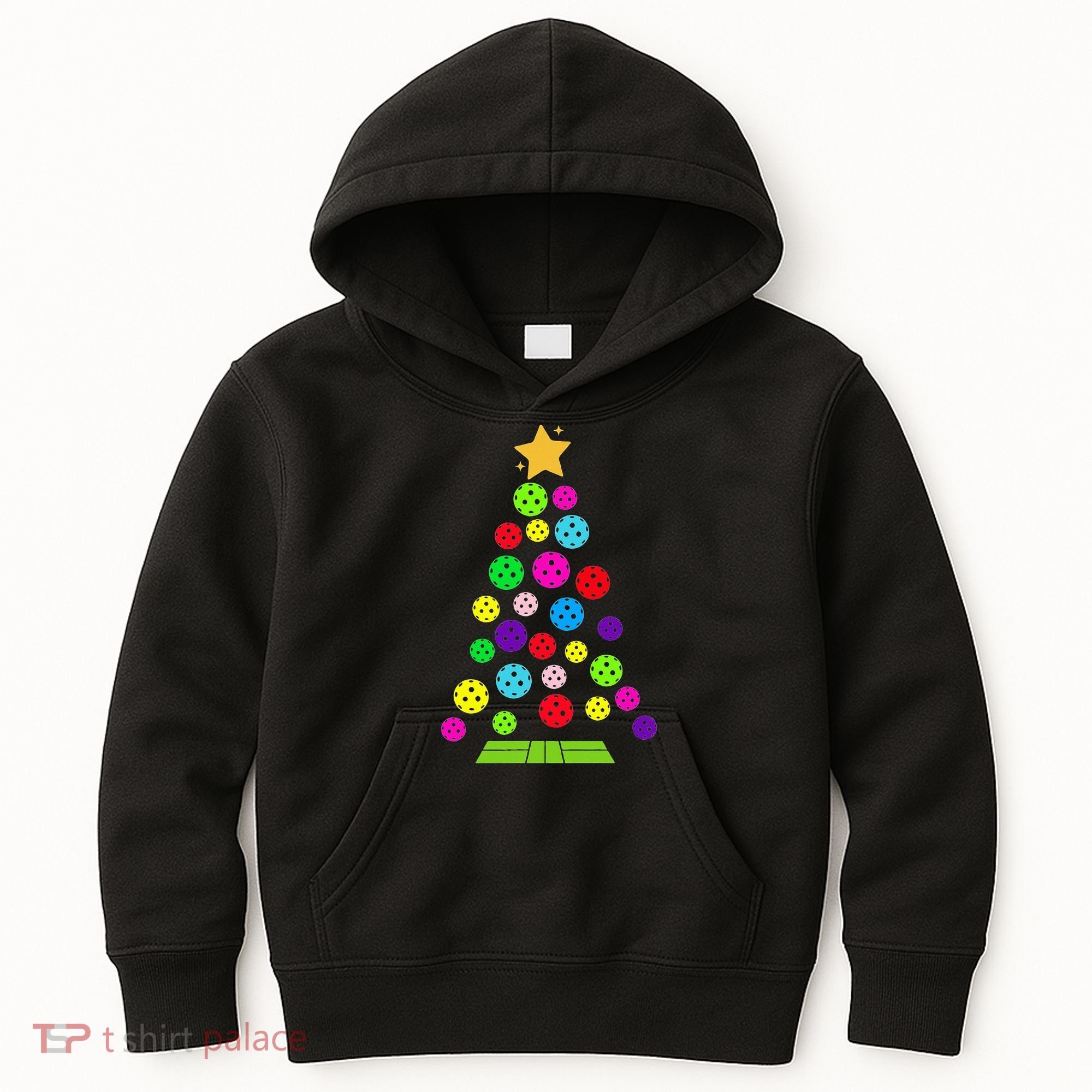 Pickleball Christmas Tree Kids Hoodie