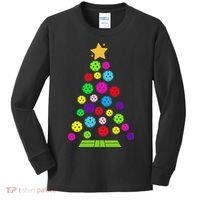 Pickleball Christmas Tree Kids Long Sleeve Shirt thumb 0