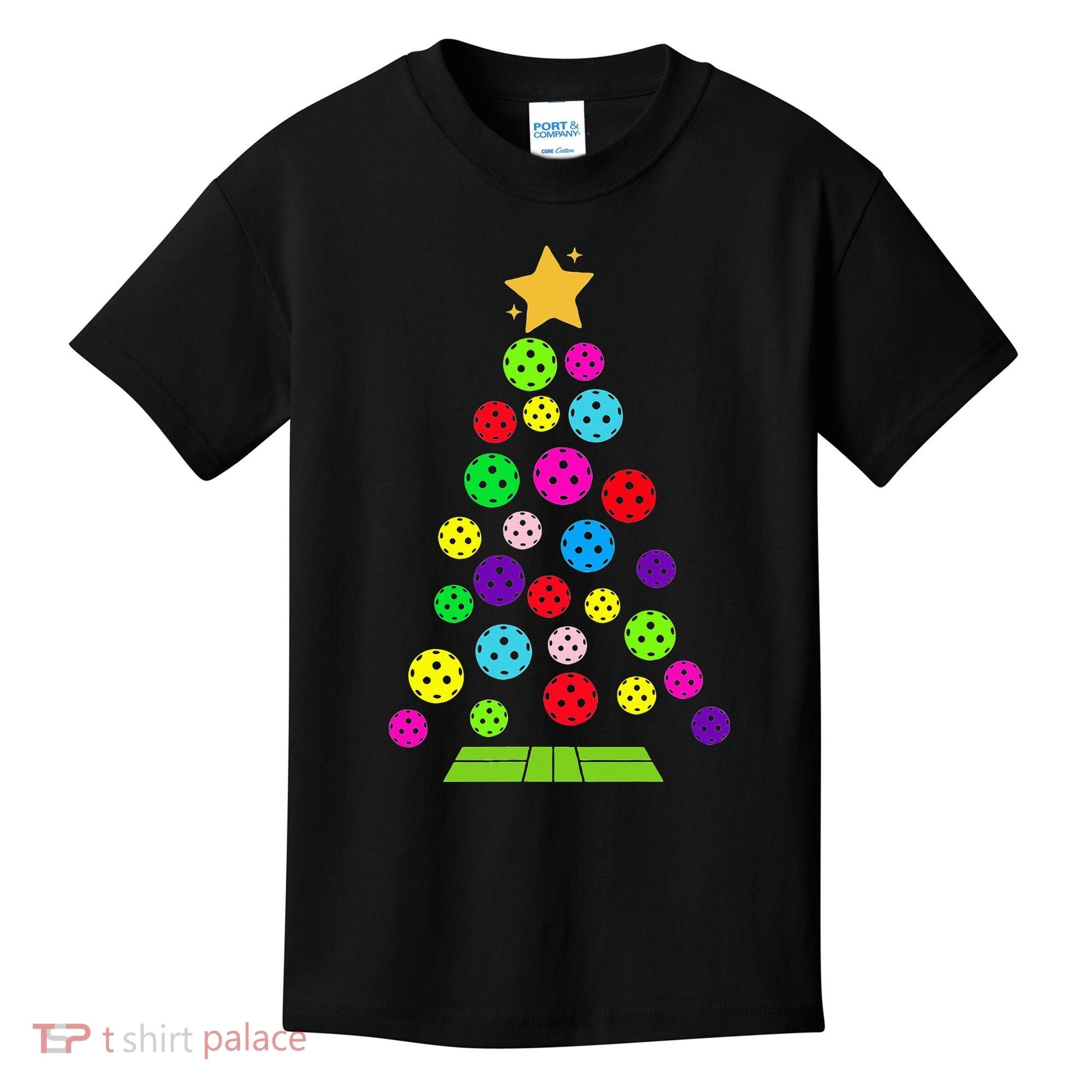 Pickleball Christmas Tree Kids T-Shirt
