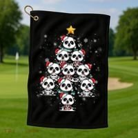 Panda Christmas Tree Panda Lovers Panda Christmas Gift Golf Towel thumb 1