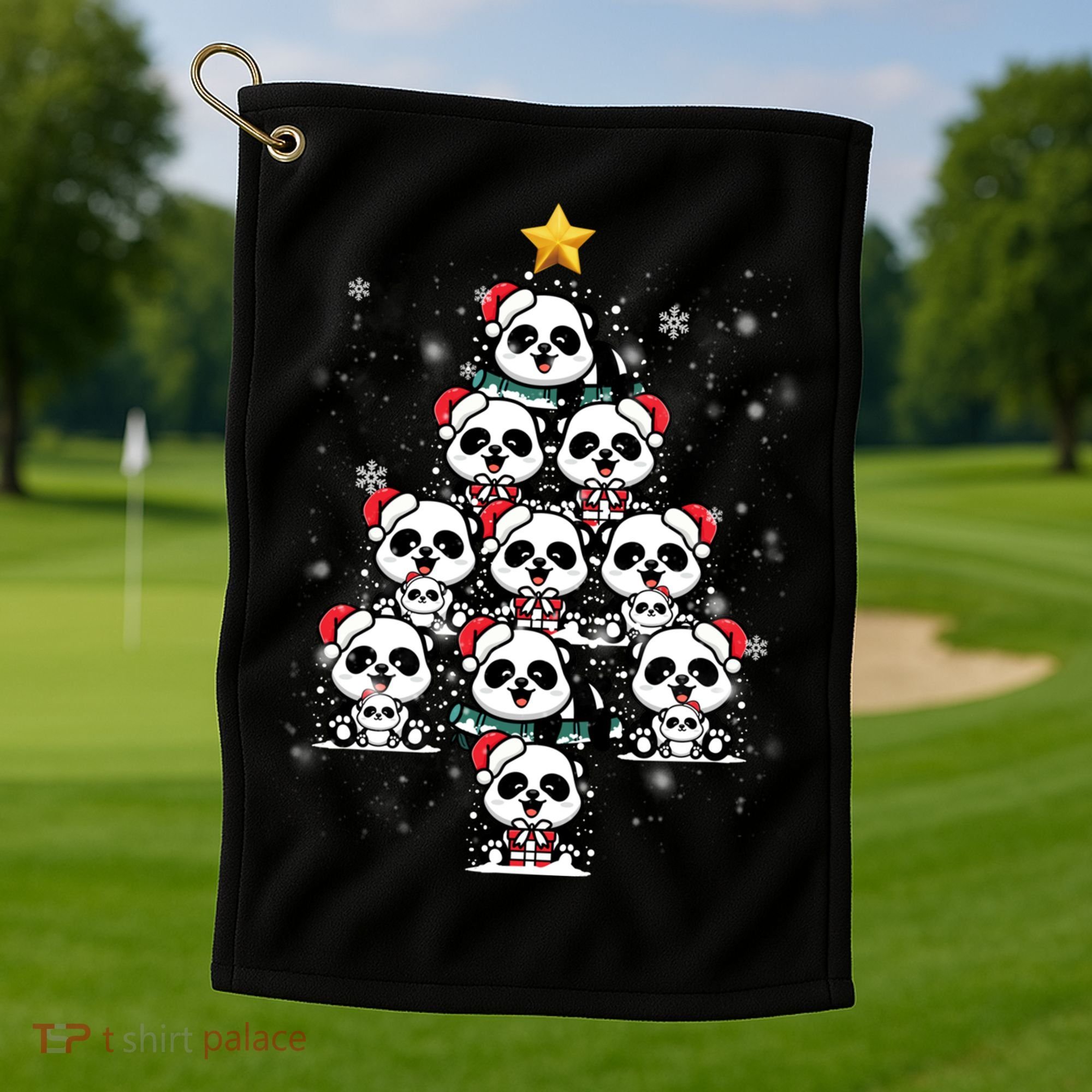 Panda Christmas Tree Panda Lovers Panda Christmas Gift Golf Towel