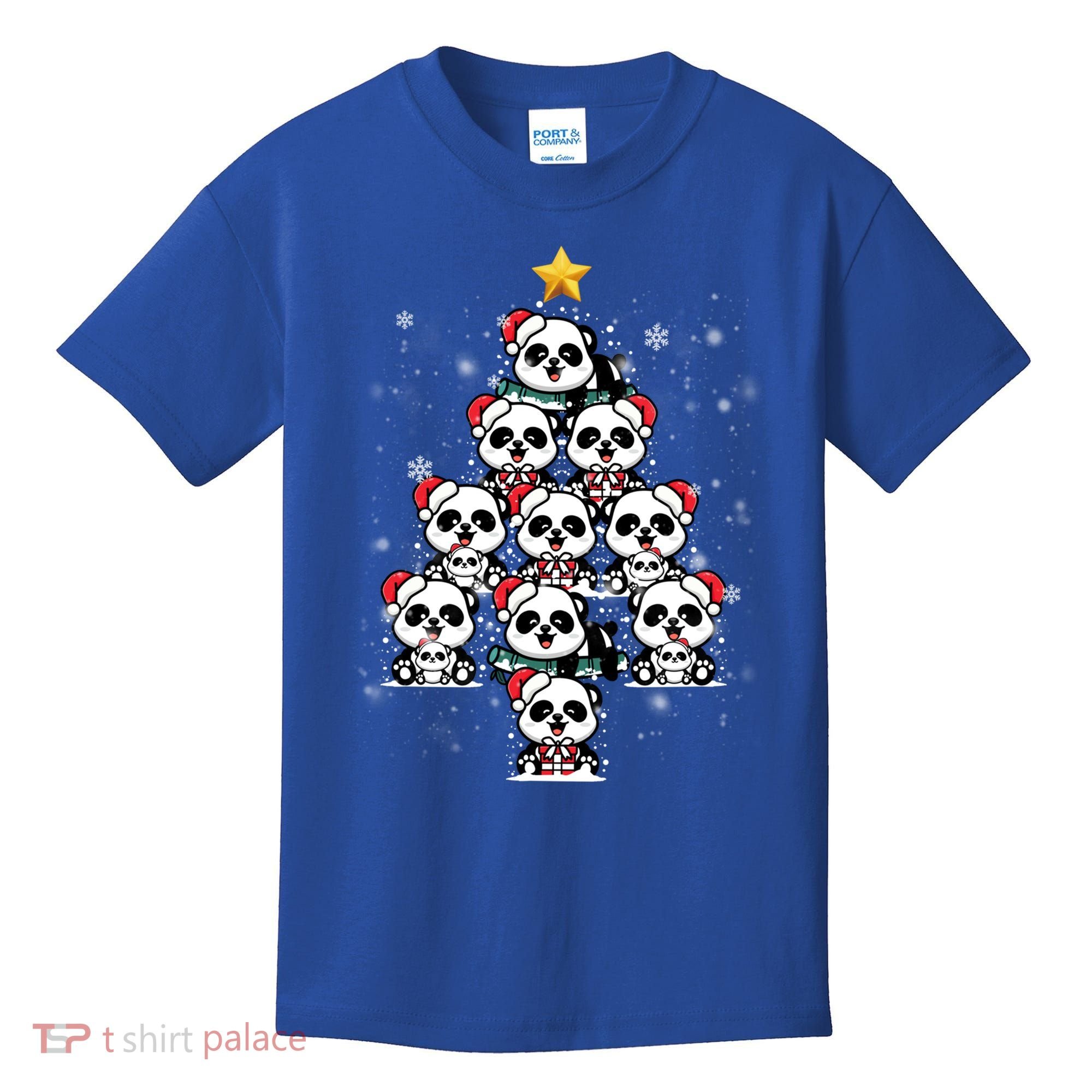 Panda Christmas Tree Panda Lovers Panda Christmas Gift Kids T-Shirt