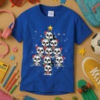 Panda Christmas Tree Panda Lovers Panda Christmas Gift Kids T-Shirt thumb 3