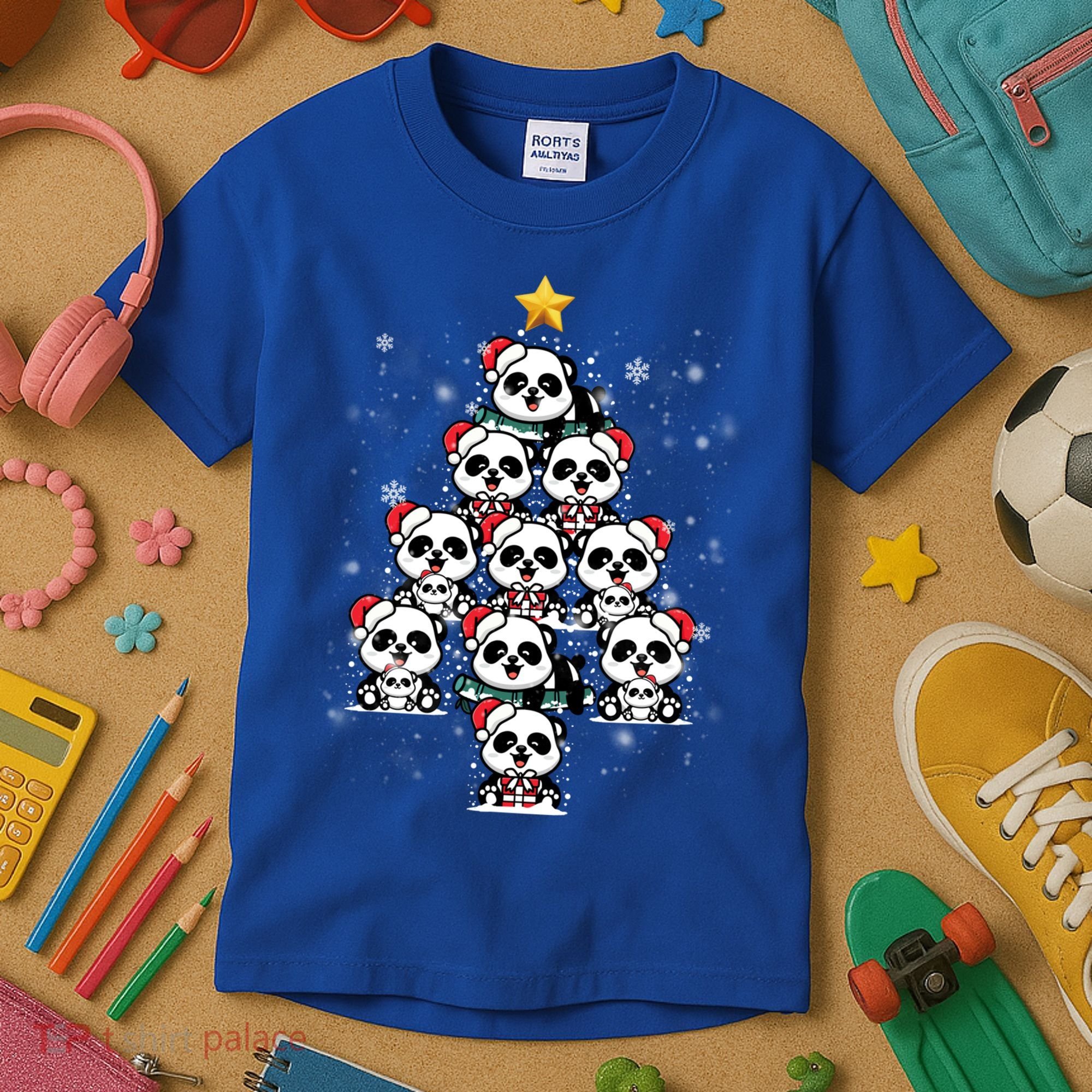 Panda Christmas Tree Panda Lovers Panda Christmas Gift Kids T-Shirt
