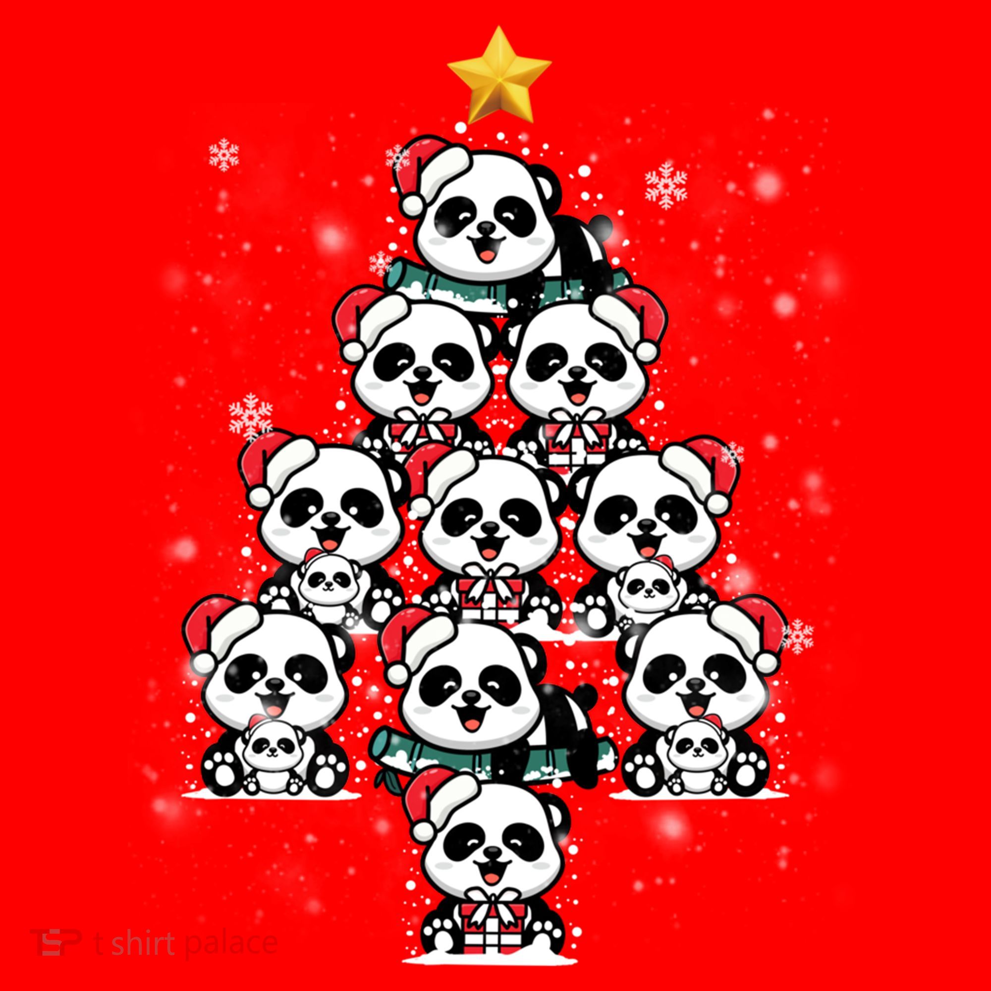 Panda Christmas Tree Panda Lovers Panda Christmas Gift Santa Hat