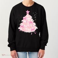 Pink Christmas Tree Bow Cute Holiday Women's Sweatshirt thumb 0