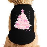 Pink Christmas Tree Bow Cute Holiday Doggie Tank thumb 0