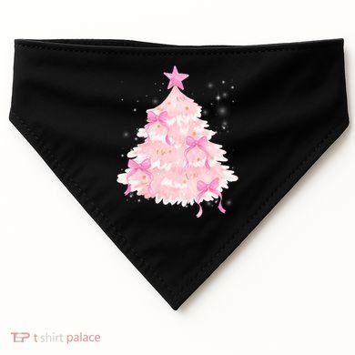 Pink Christmas Tree Bow Cute Holiday USA-Made Doggie Bandana