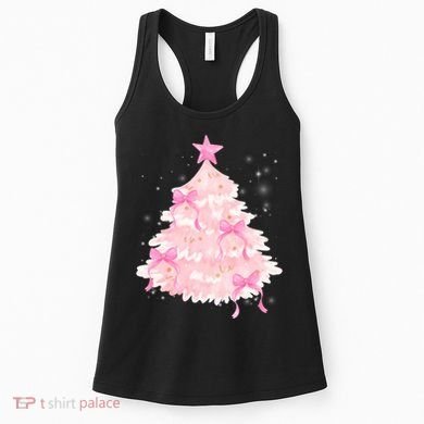 Pink Christmas Tree Bow Cute Holiday Women's Tank Top