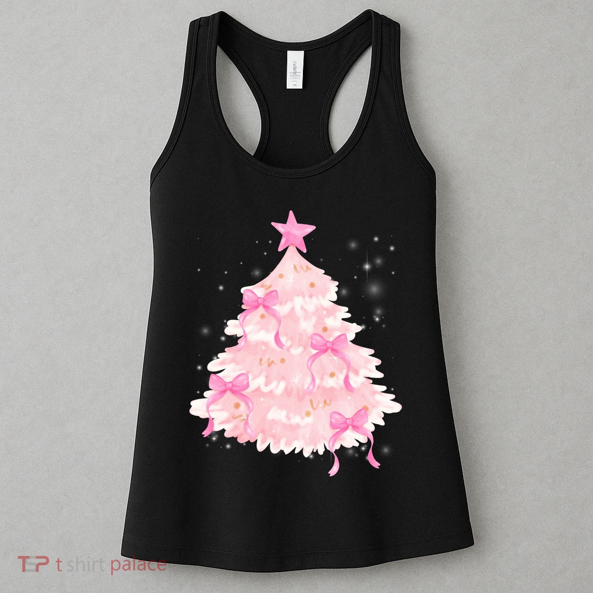 Pink Christmas Tree Bow Cute Holiday Women's Tank Top