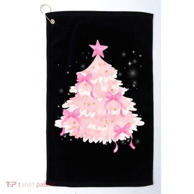 Pink Christmas Tree Bow Cute Holiday Golf Towel