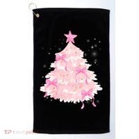Pink Christmas Tree Bow Cute Holiday Golf Towel thumb 0