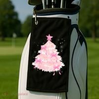Pink Christmas Tree Bow Cute Holiday Golf Towel thumb 2