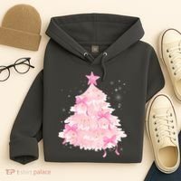 Pink Christmas Tree Bow Cute Holiday Hoodie thumb 4