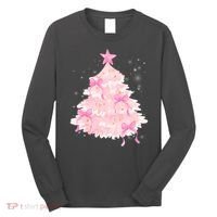 Pink Christmas Tree Bow Cute Holiday Long Sleeve Shirt thumb 0