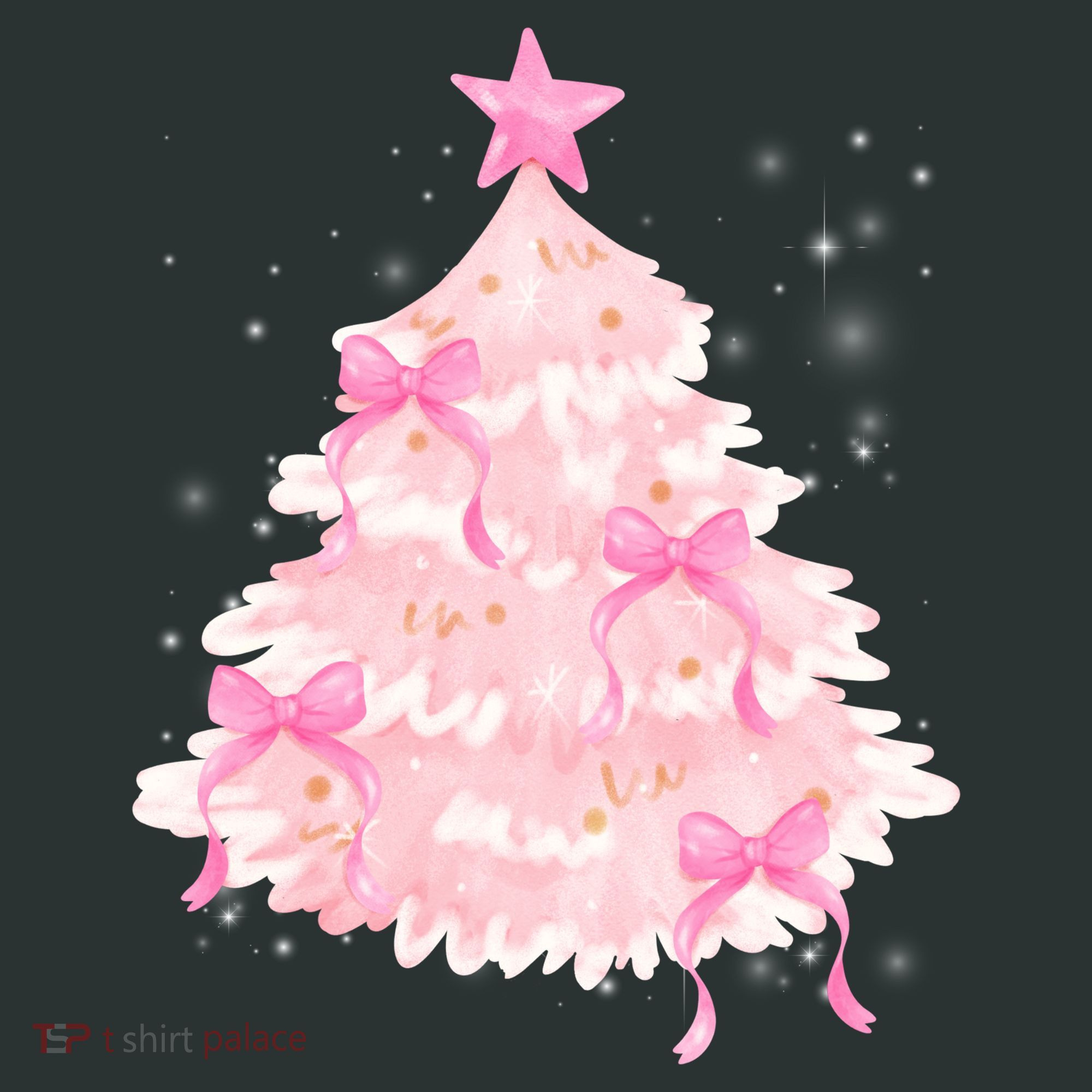 Pink Christmas Tree Bow Cute Holiday Sweatshirt