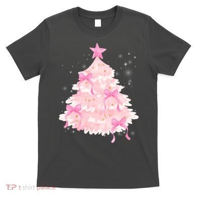 Pink Christmas Tree Bow Cute Holiday T-Shirt