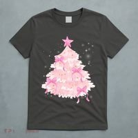 Pink Christmas Tree Bow Cute Holiday T-Shirt thumb 5