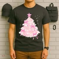 Pink Christmas Tree Bow Cute Holiday T-Shirt thumb 6