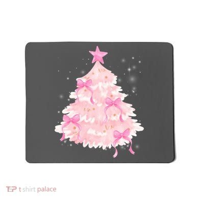 Pink Christmas Tree Bow Cute Holiday Mousepad