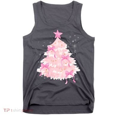 Pink Christmas Tree Bow Cute Holiday Tank Top