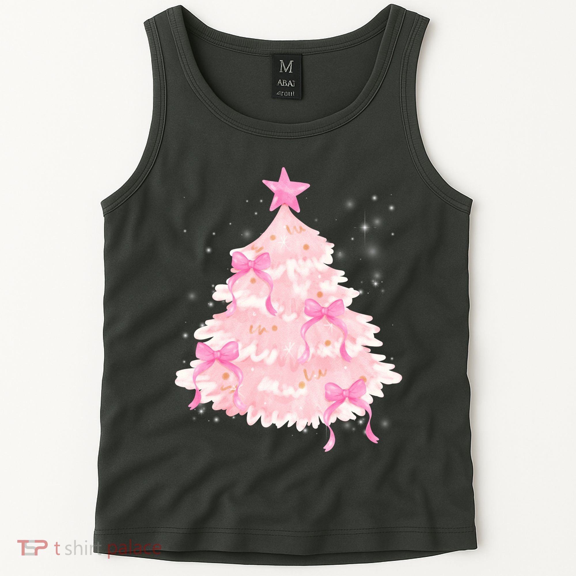 Pink Christmas Tree Bow Cute Holiday Tank Top